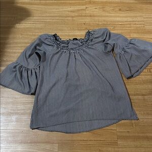 Forever 21 Black and White Striped Bell Sleeve Blouse